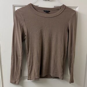 Tahari Ribbed Tan Long Sleeve Top